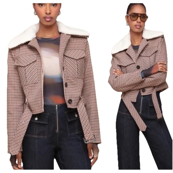 Avec Les Filles Jackets & Blazers - Avec Les Filles Sz XL Coat Jacket Faux Fur Teddy Sherpa Button Buckle Houndstoot